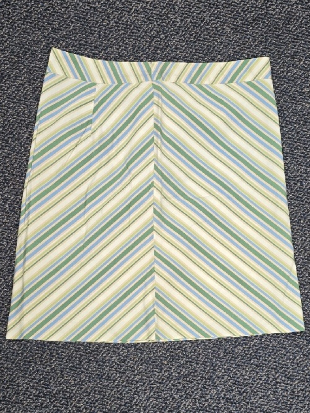 Striped A-Line Mini Skirt in Cream, Blue & Green
